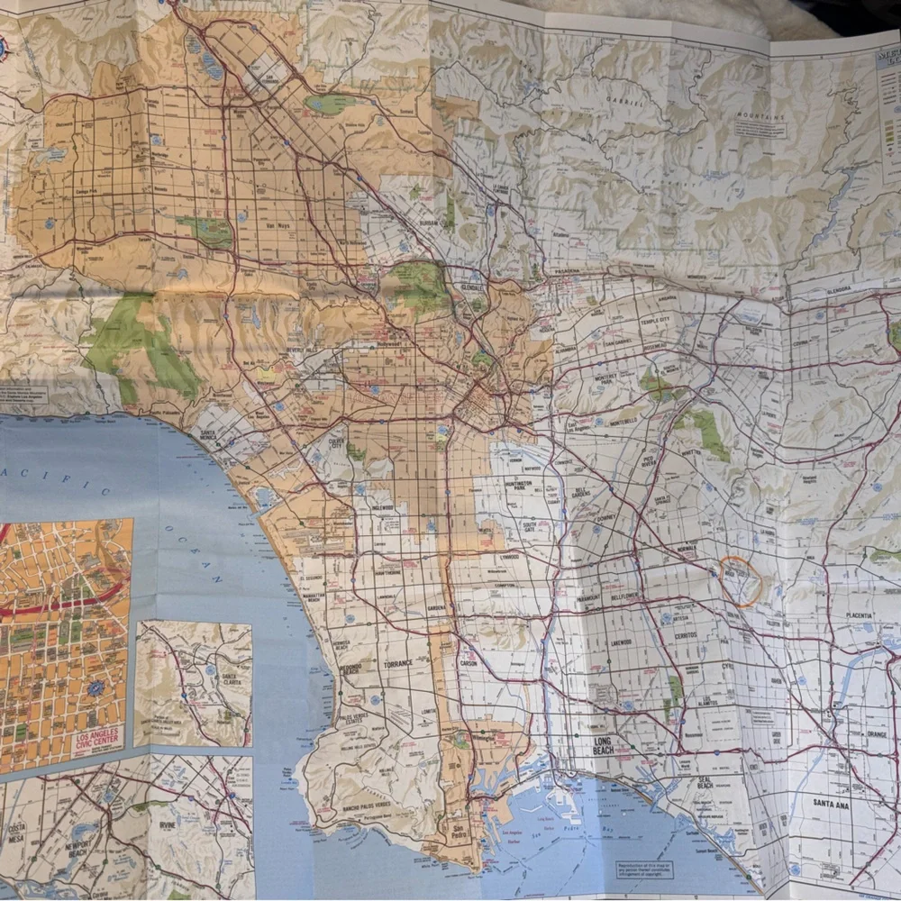 Vintage 1997 Los Angeles County Map - Metropolitan area